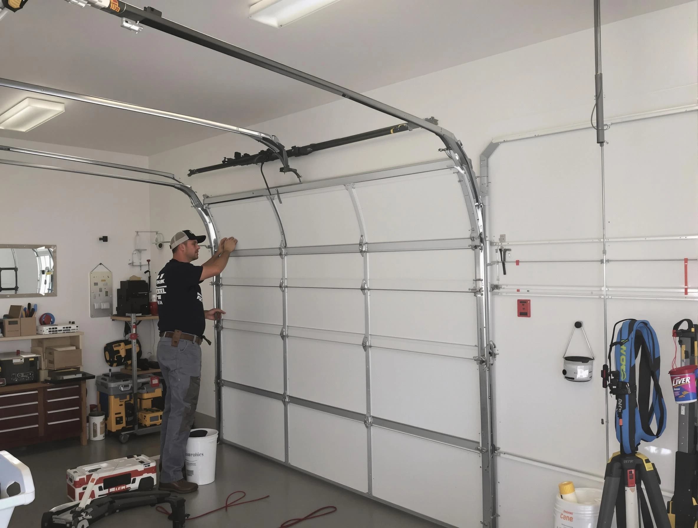 North Huntingdon Garage Door Repair team installing new garage door in North Huntingdon