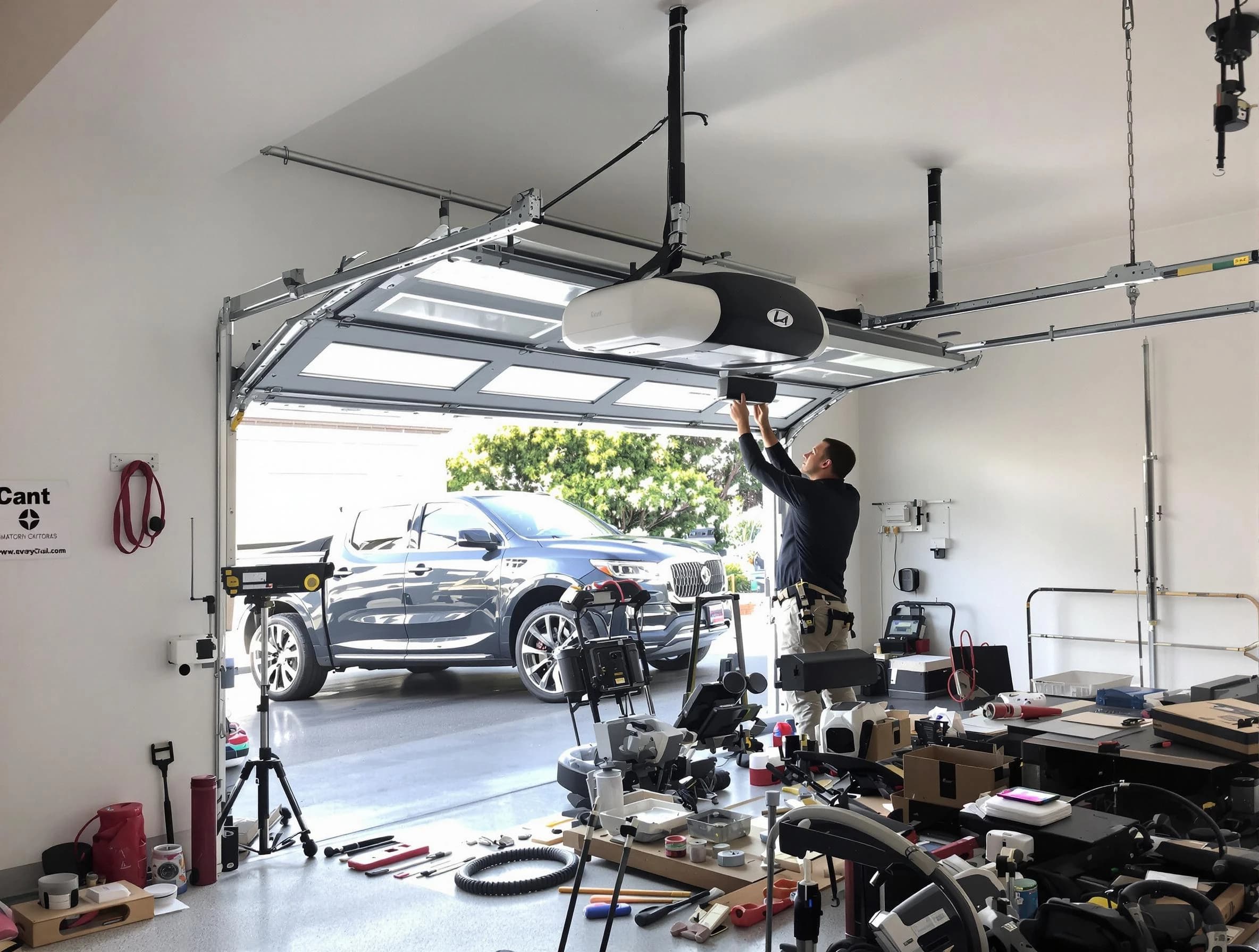 North Huntingdon Garage Door Repair specialist installing smart garage door opener system in North Huntingdon home