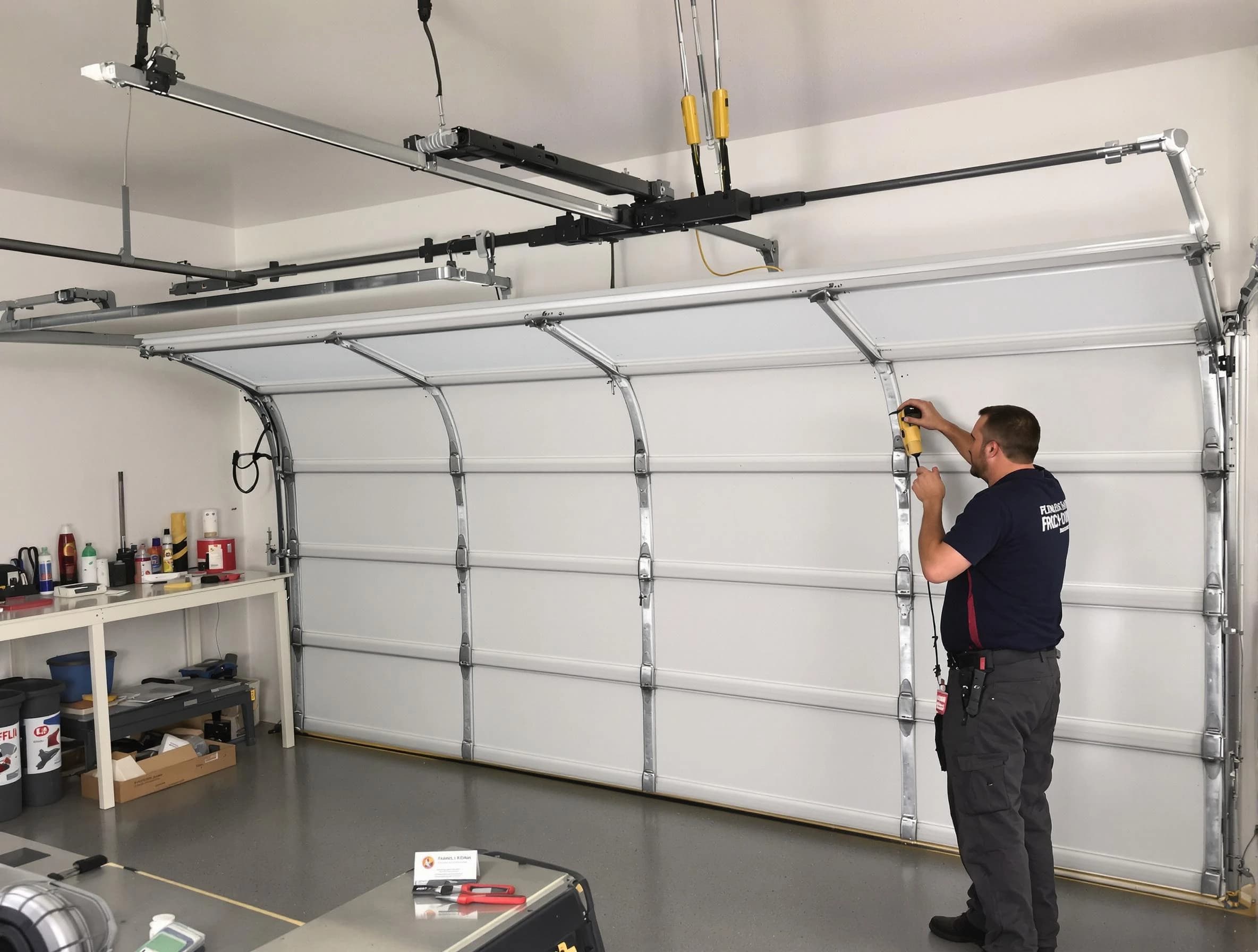 North Huntingdon Garage Door Repair certified technician performing overhead door system repair in North Huntingdon
