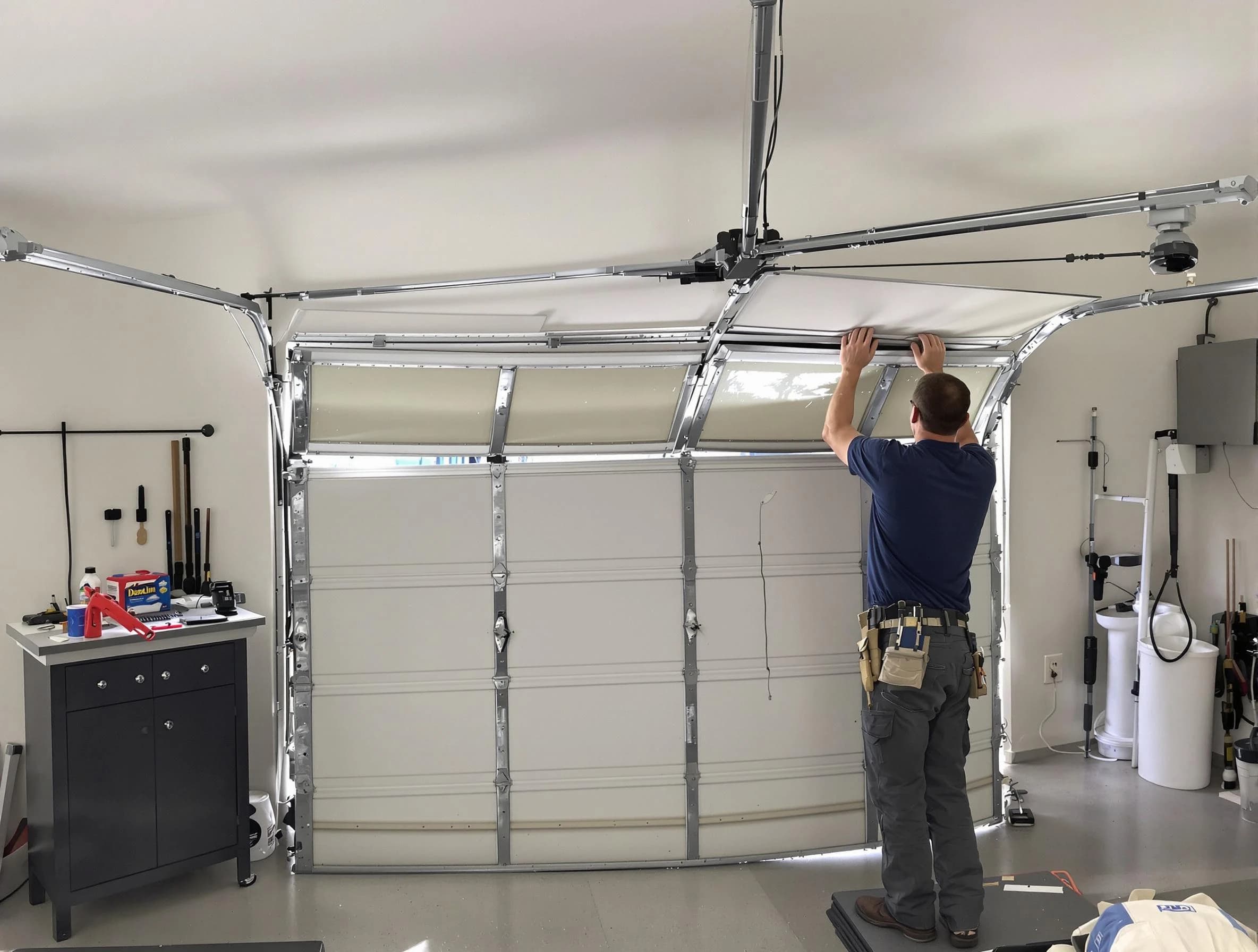 North Huntingdon Garage Door Repair specialist performing precise section replacement on North Huntingdon garage door