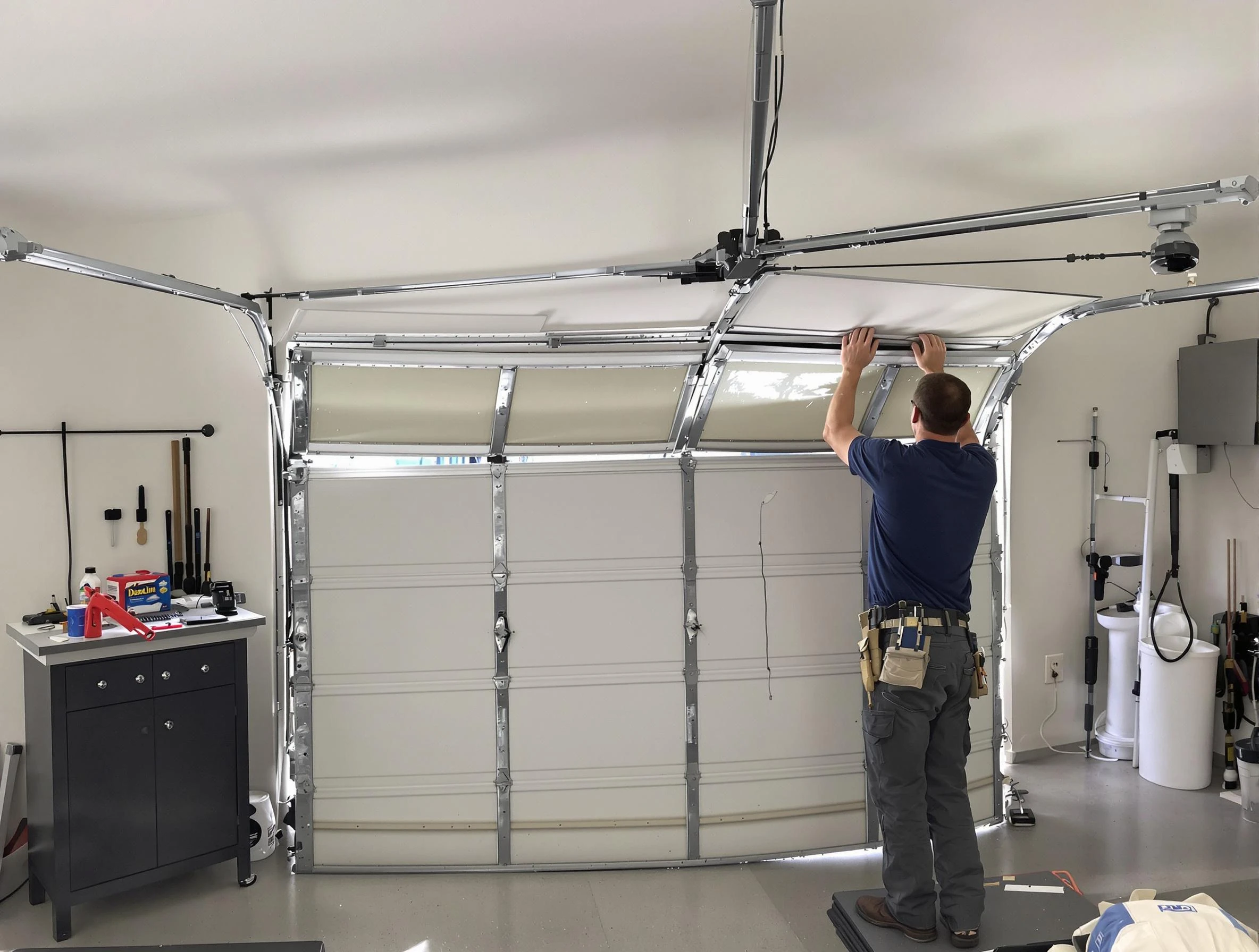 North Huntingdon Garage Door Repair specialist performing precise section replacement on North Huntingdon garage door